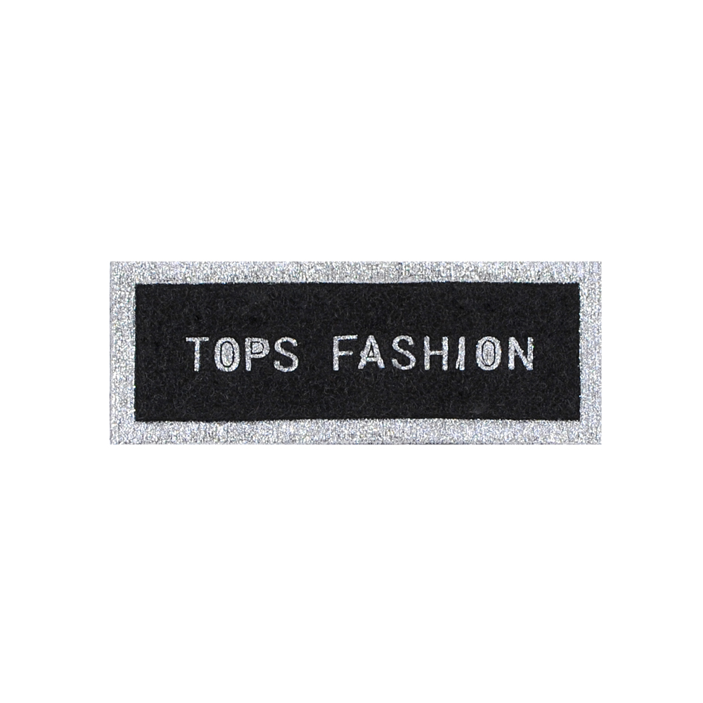Лейба ткань войлок TOPS FASHION, 3*8см, черный, серебро,шт. Лейба Войлок, Ворс