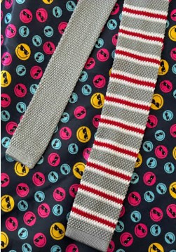 Галстук-шарф,145*5,5см, серый, белый, красный, шт. Украшения