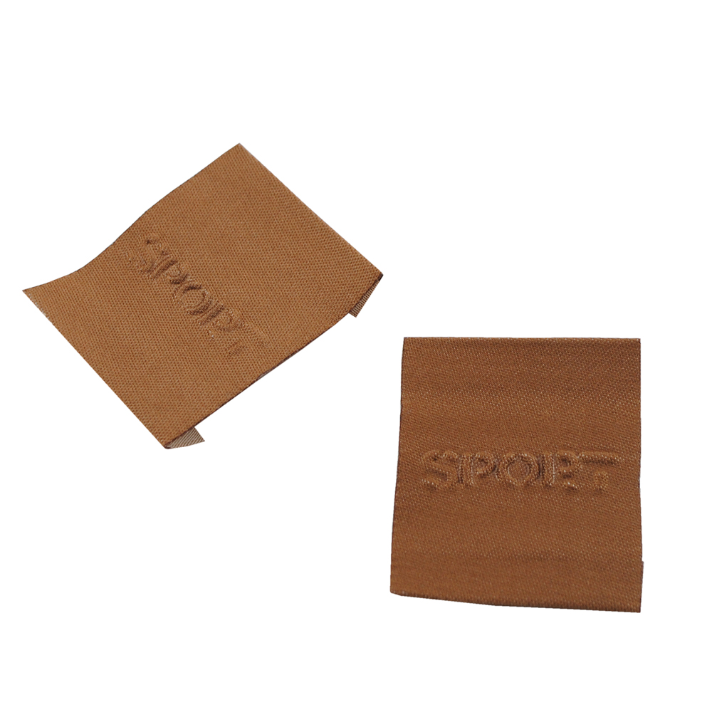 Этикетка тканевая вышитая шт. Sport 3,7*5см коричневая, белый, шт. Вышивка / этикетка тканевая