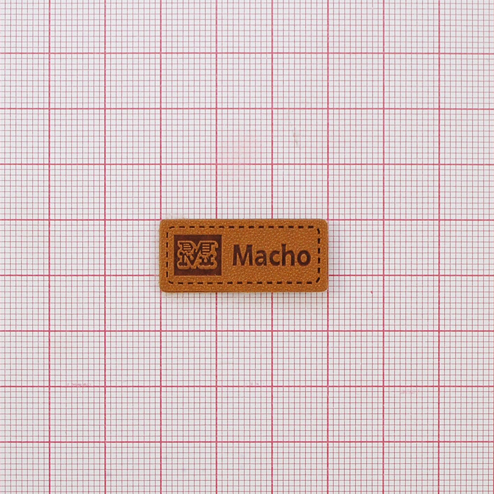 Лейба № 21 Macho прямоугольная, коричневая, 3*1,3см . Лейба Кожзам