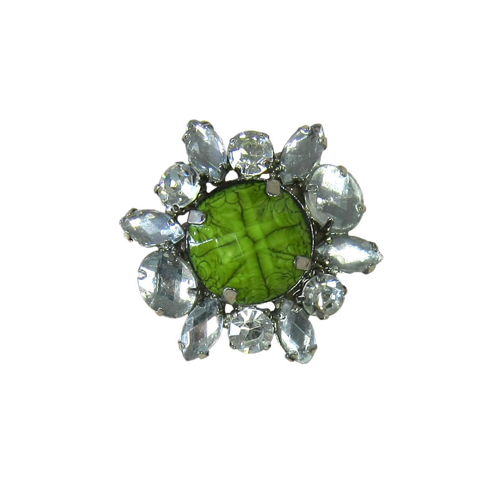 Краб металл HW-2092 краб, зеленый камень, NIKEL. Крабы Металл Цветы, Жуки