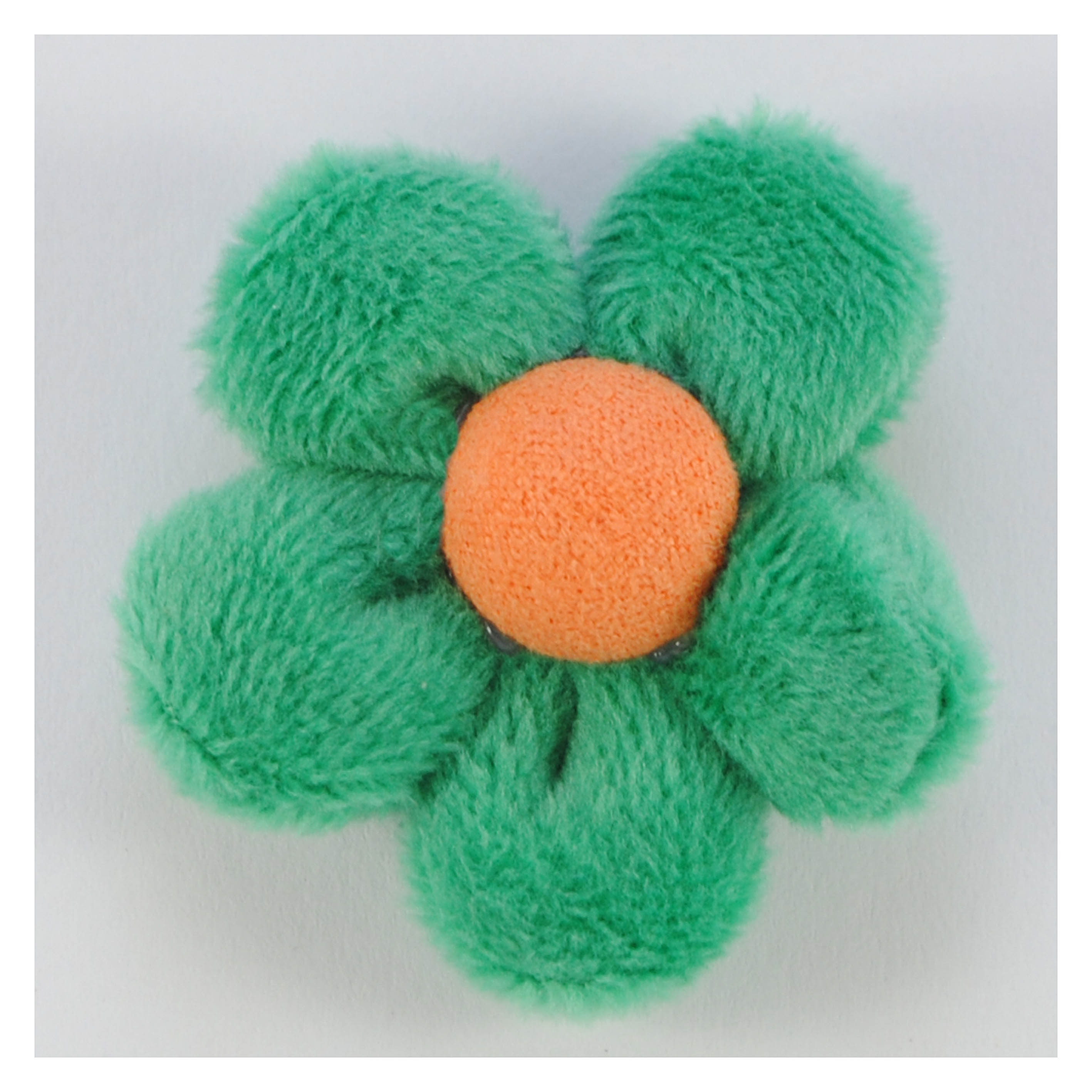 Аппликация тк. приш. дет. плюшевый цветок 4*4см, зел., оранж., шт. Аппликации Пришивные Кружевные Вязаные