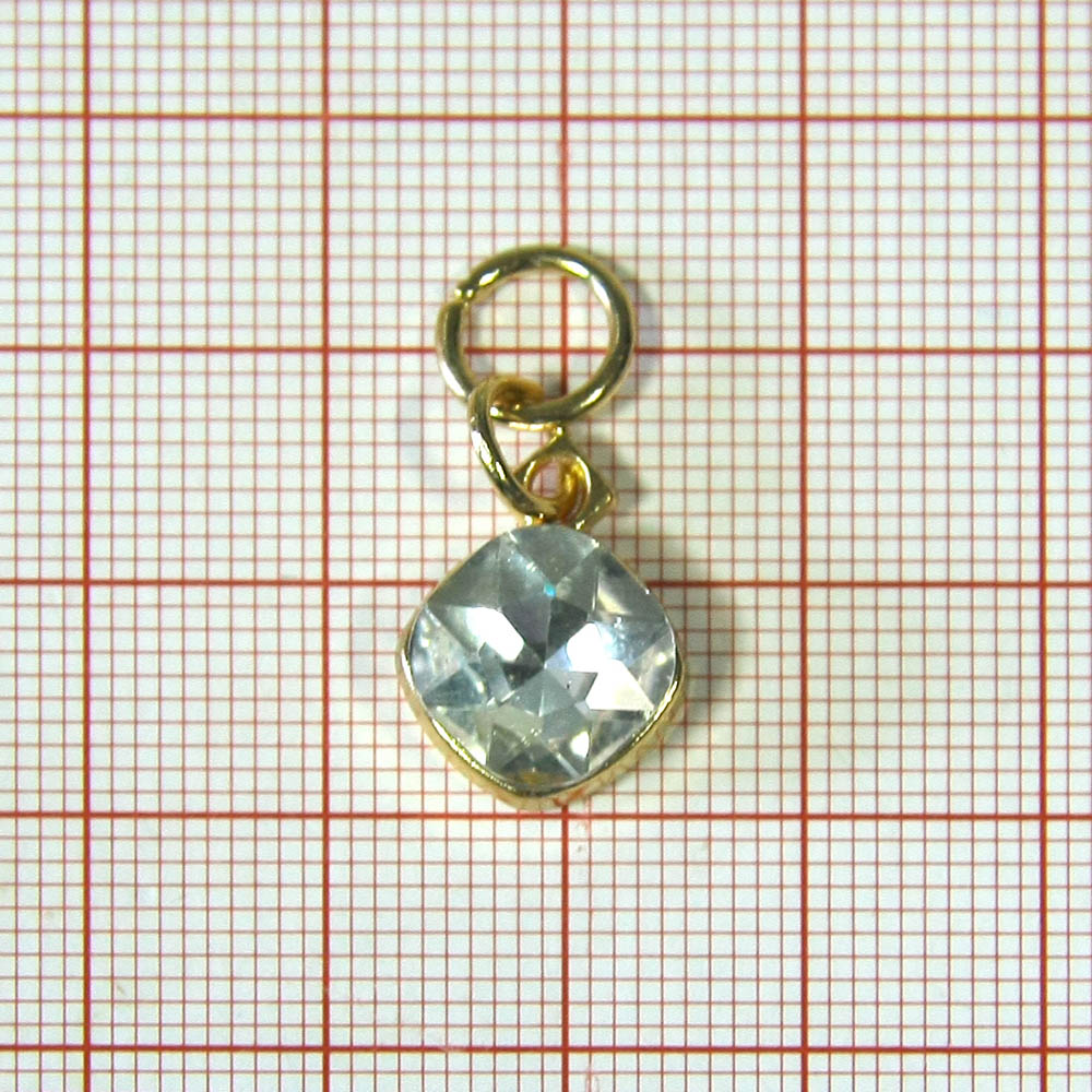 Подвеска металл HX- 005 Кристаллик, 23мм GOLD, белый камень, шт. Подвески