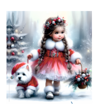 Аппликация композит, Девочка в новогоднем, 18*20см, королевский атлас, сублимация, лазер, SS20 32596, шт. Аппликация композит