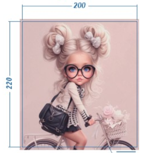 Аппликация композит, Девочка на велосипеде, 20*22см, корол. атлас, сублимация, лазер, SS20 32596, шт. Аппликация композит