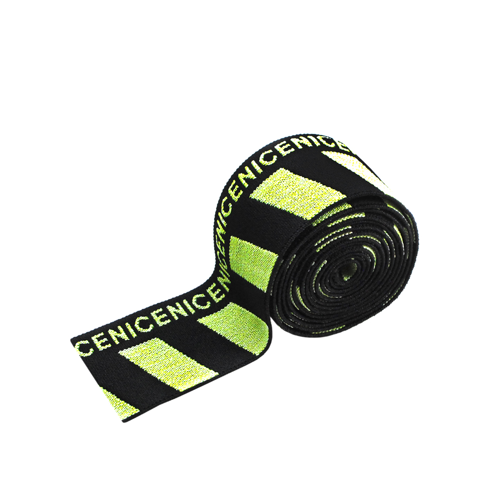 Резинка NICE 4см, черный и салатовый лого, 45ярд. Резинка