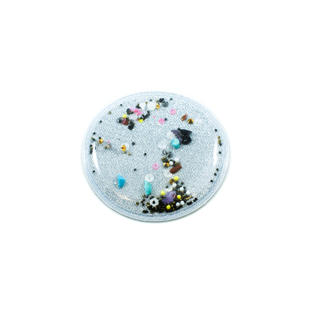 Аппликация клеевая силиконовая Аквариум Круг 6,7*6,7см серебро, шт. Аппликации клеевые Резина, Силикон