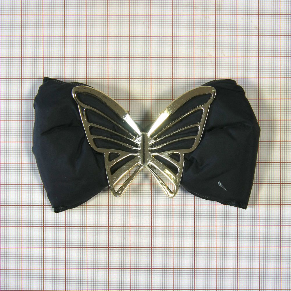 Аппликация декор обувная 38 Дутик черный БАБОЧКА металл, шт. Аппликации Пришивные Цветы Банты