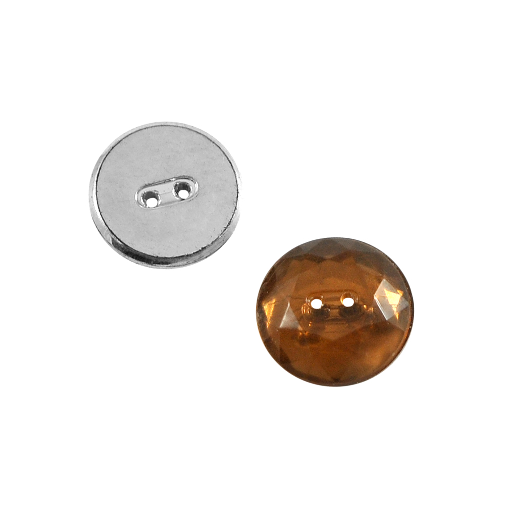 Пуговица акрил Алмазная грань 15мм 2-ударная, янтарная, шт. Пуговица Акрил, Кристалл