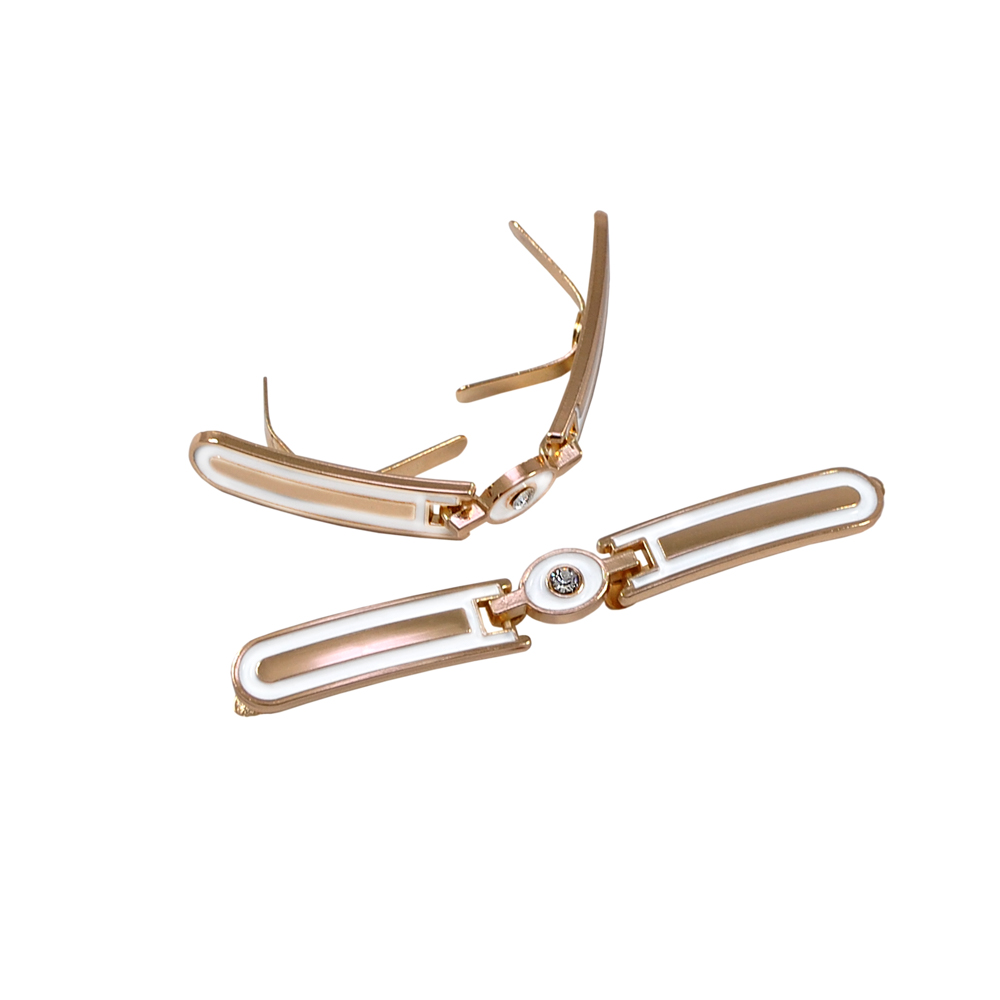 Краб металлический 45378 Часики 64*7,5мм GOLD, белая эмаль, шт. Крабы Металл Геометрия