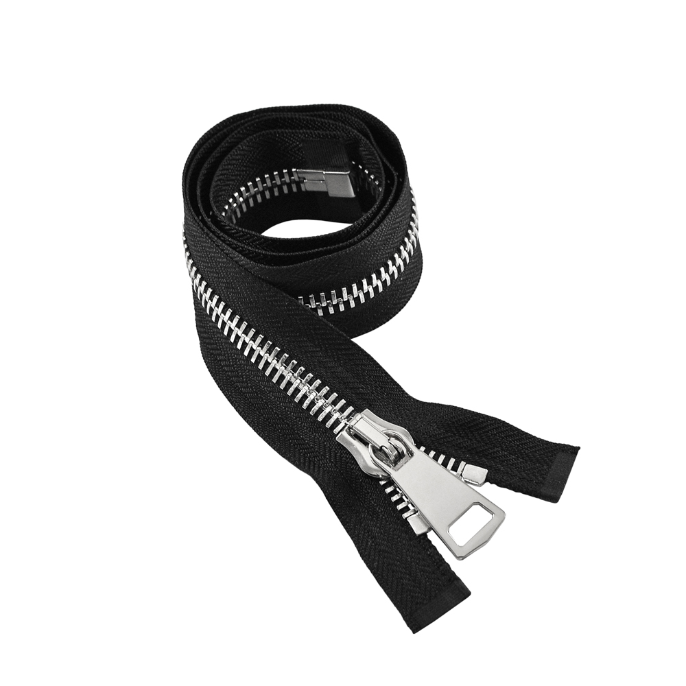 Змейка металлическая №12 80см, О/Е, Nickel и черная ткань, шт. Змейка Металл