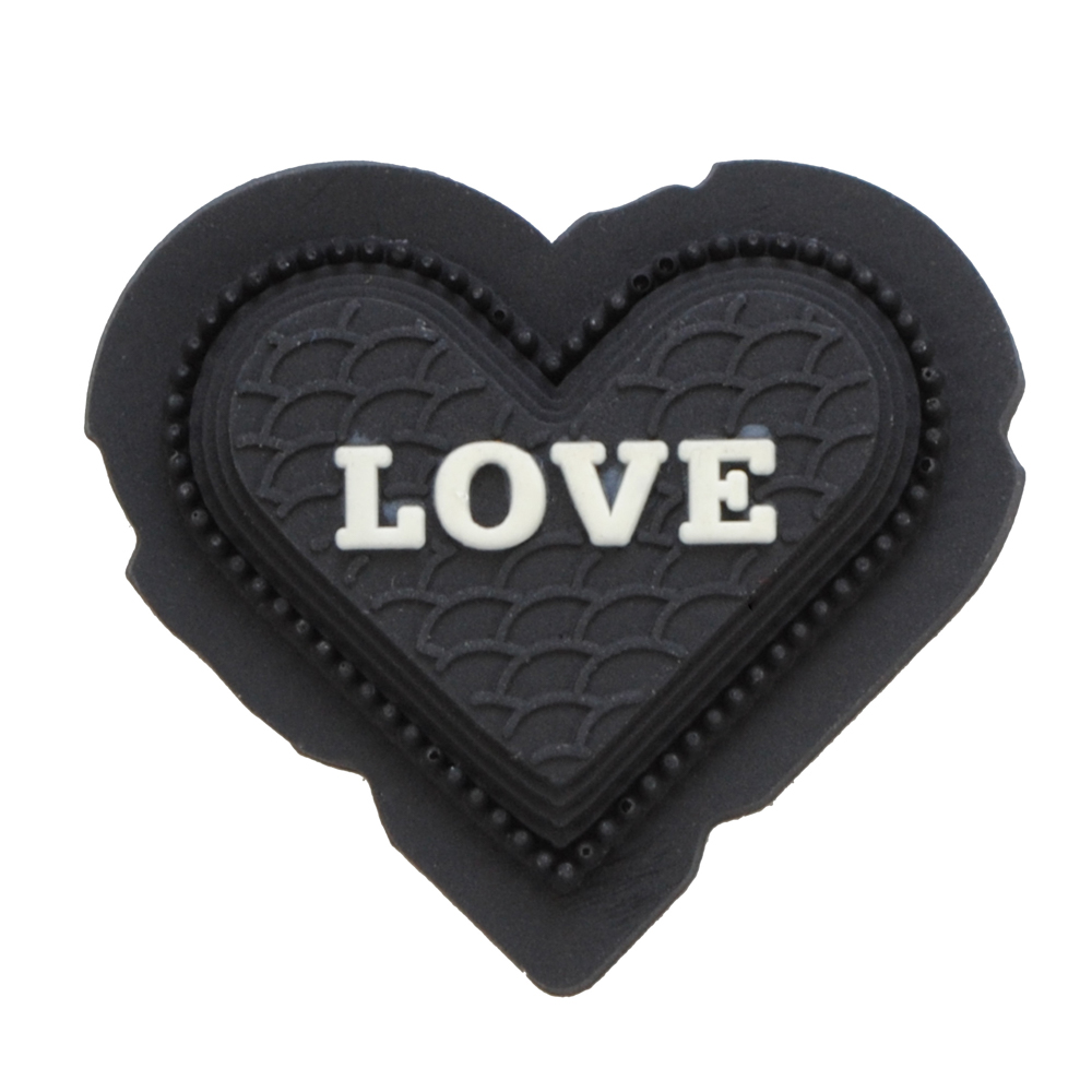 Лейба рез.,сердце LOVE, черный, 4*3,5см, шт.. Лейба Резина