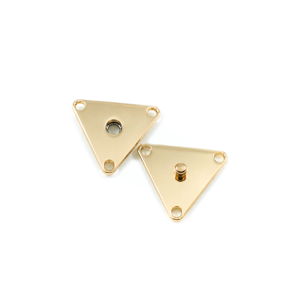 Кнопка металлическая пришивная Треугольник 20 мм, золото, шт. Кнопка пришивная потайная