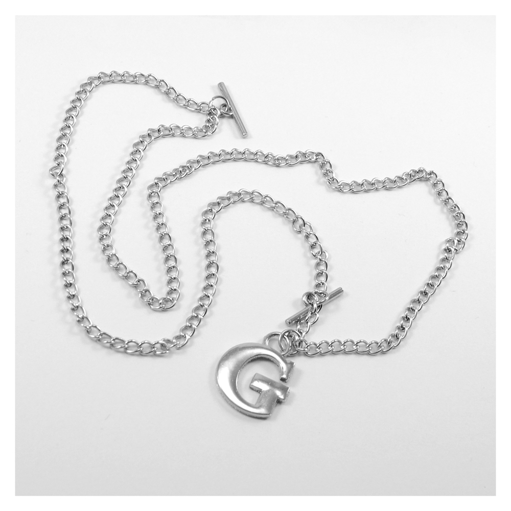 Цепь с подвеской, 60см, подвеска G, 2,5см, никель, шт. Подвески