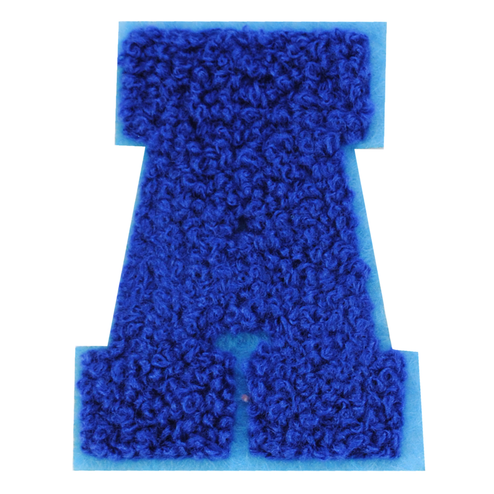 Нашивка махр. А буква синяя, син.фон. 55*72мм, шт. Нашивка Махровая