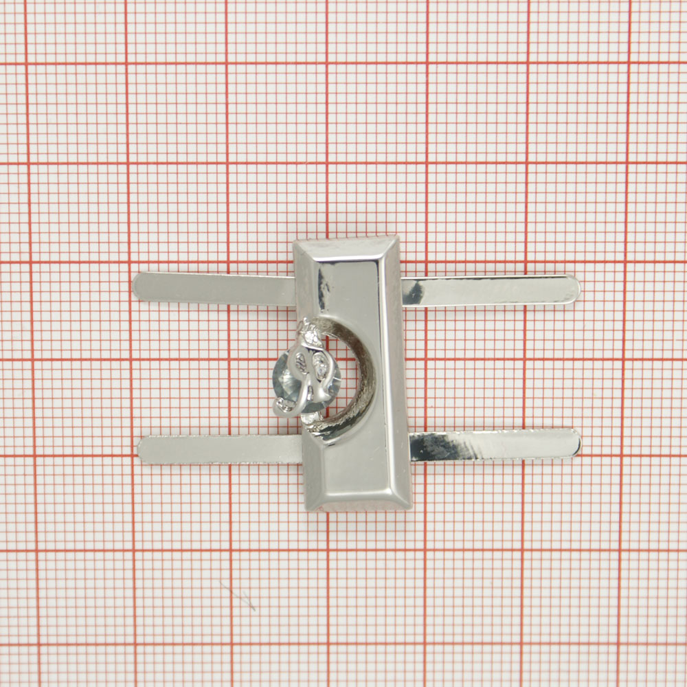 Краб металл R в планке Правый 29*11мм NIKEL, белый камень, шт. Крабы Металл Геометрия Декор