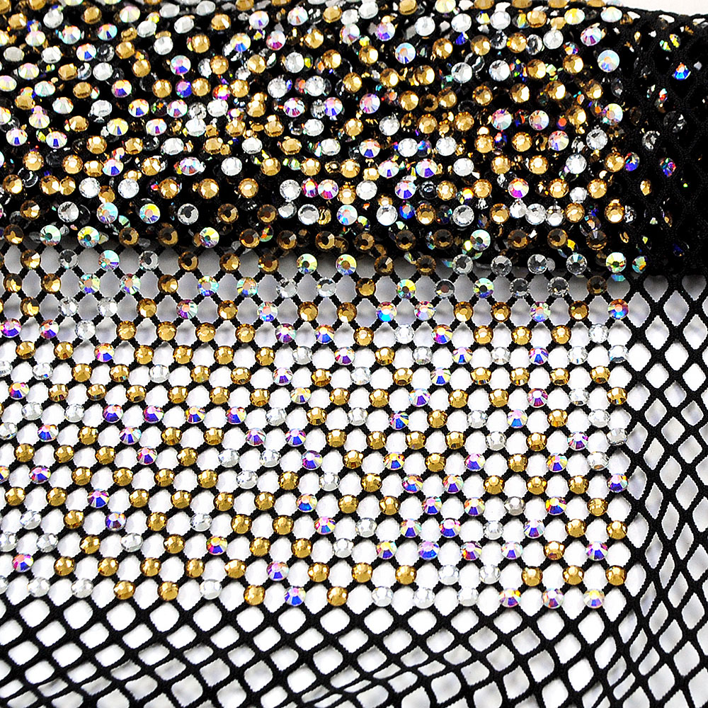 Сеть со стразами SS20, 60*42см черный, crystal AB, topaz, шт. Сеть со стразами
