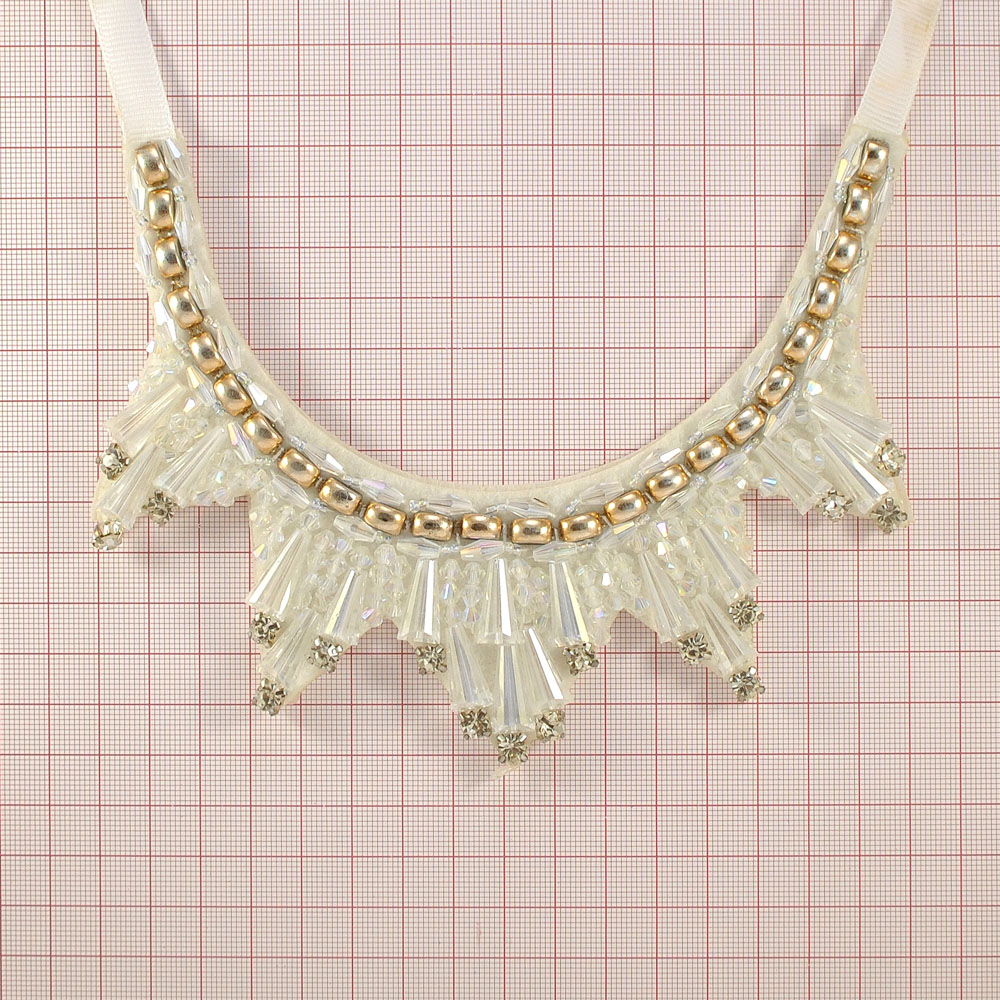 Воротник завязки Корона прозрачно-белые колокольчики, белые камни, шт. Воротники
