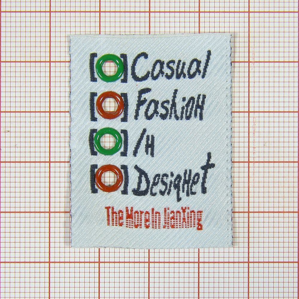 Лейба тканевая Casual Fashion 34*42мм, бело-черная, блочка красная, зеленая, белая, шт. Лейба Ткань