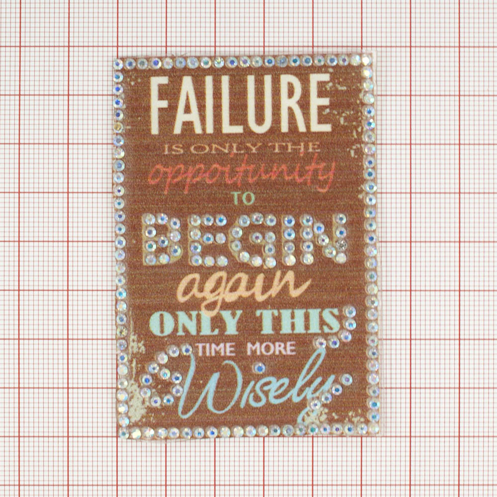 Аппликация клеевая стразы, стеклянная крошка Афиша Failure 55*80мм темно-сиреневая основа, цветной лого, хамелеон камни, шт. Аппликации клеевые Стразы комб.