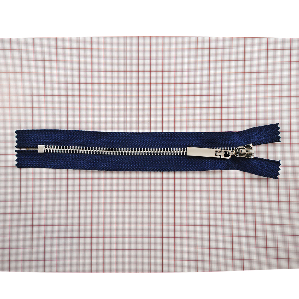 Змейка металлическая  №5 18см С/Е NIKEL, синяя ткань, односторонняя, шт. Змейка Металл