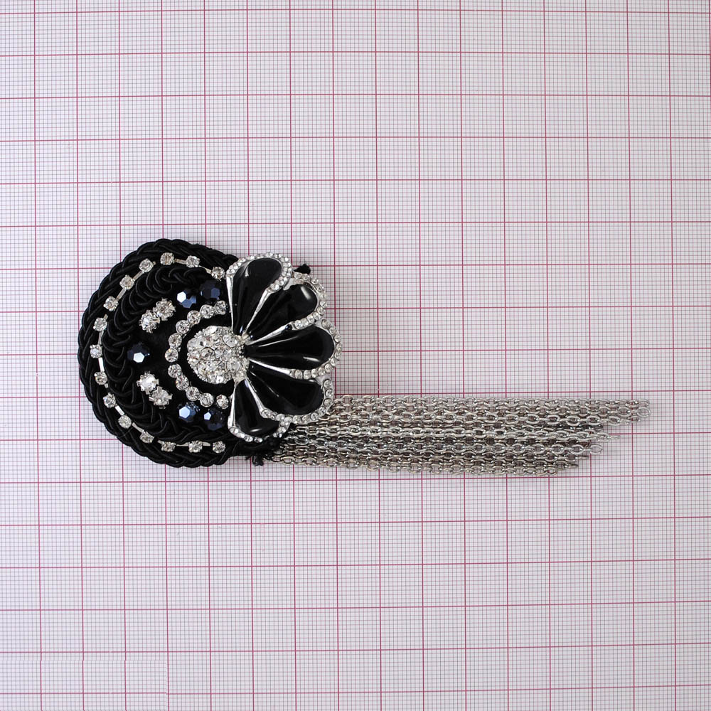 Аппликация декор Веревка круглая черная, подвески-цепочки. Аппликация Декор