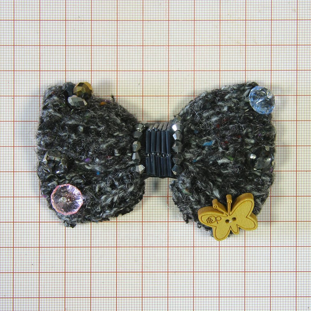 Аппликация декор обувная 30 БАНТ шерстяной, украшения-дерево, стекло, шт. Аппликации Пришивные Цветы Банты