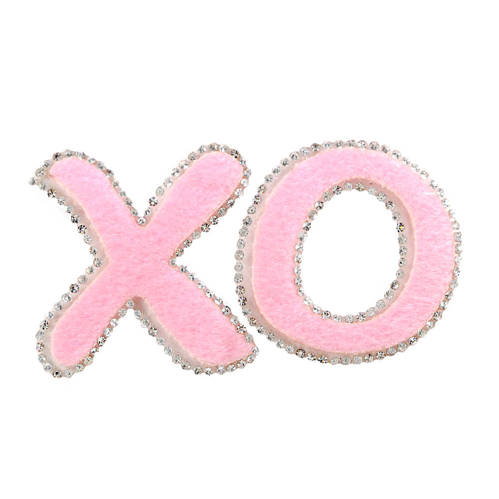 Аппликация клеевая войлок XO 10*5,5см розовый, кристальные камни, шт. Аппликации клеевые Ткань, Кружево