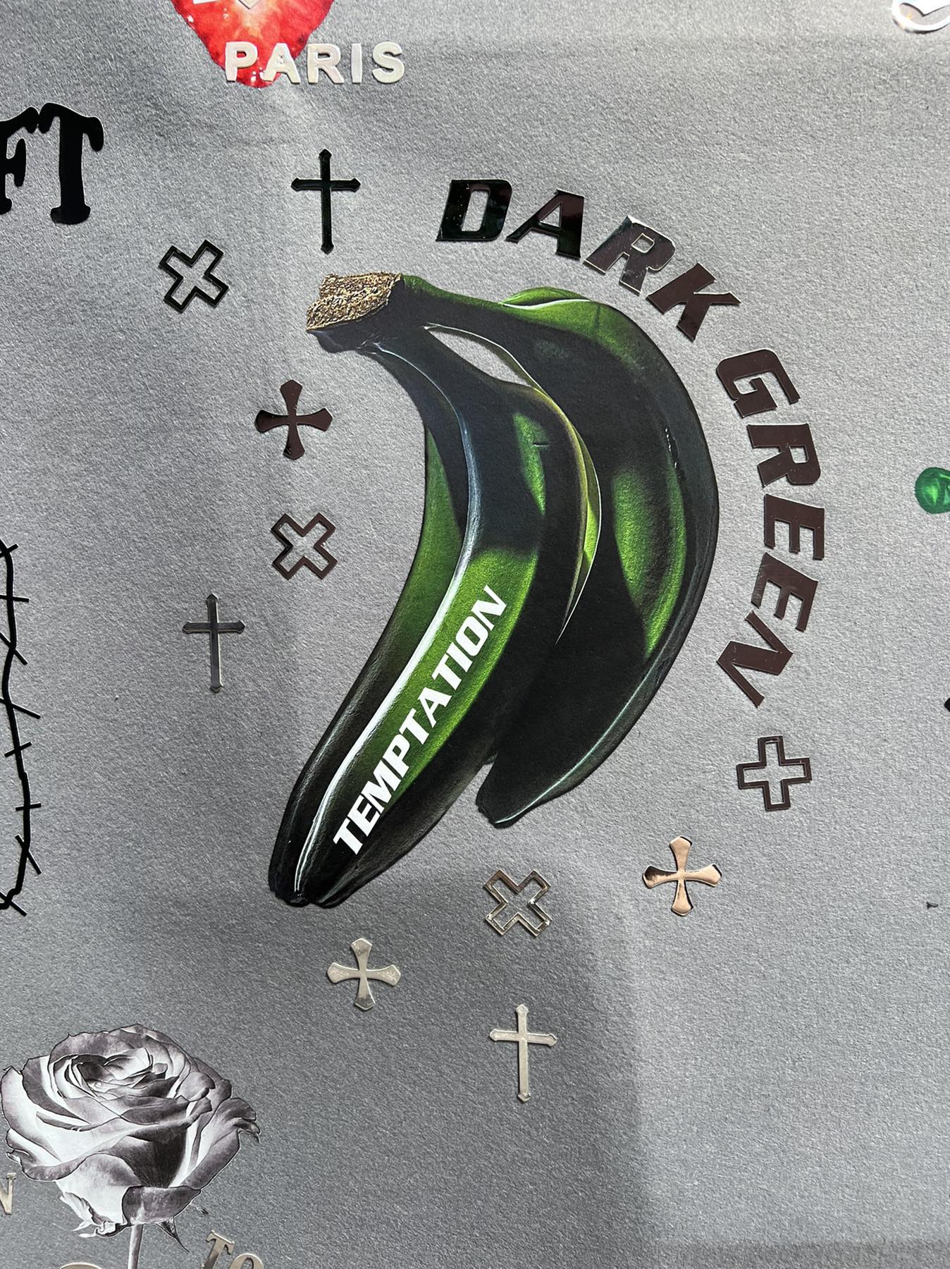 Термоаппликация Банан, 30*22см, Dark green. Термопереводки Резиновые, Термопленка