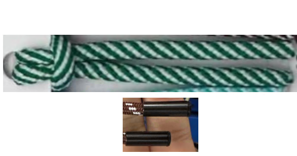 Шнур 5мм с металл наконечниками, 150см, зелено-белый, черный, шт. Шнур