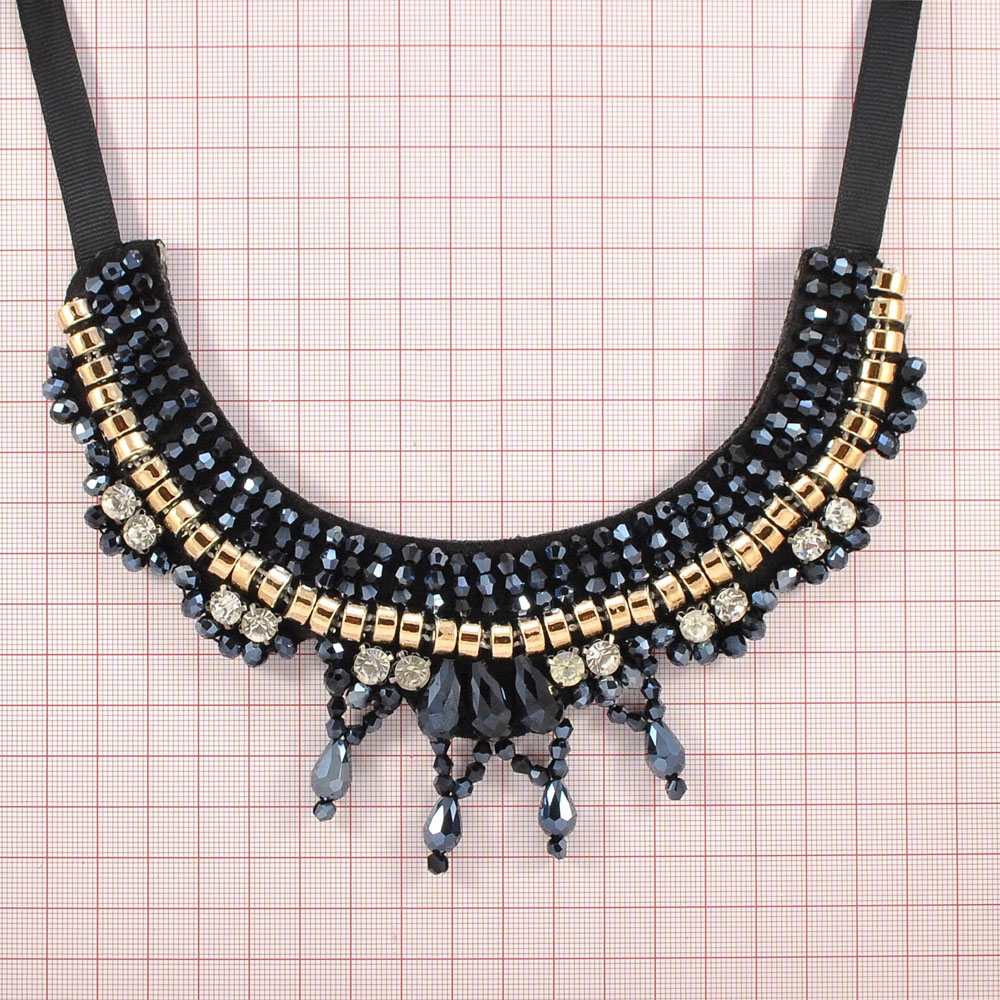 Воротник завязки Подвески черный и чернильные камни, цепь GOLD, шт. Воротники