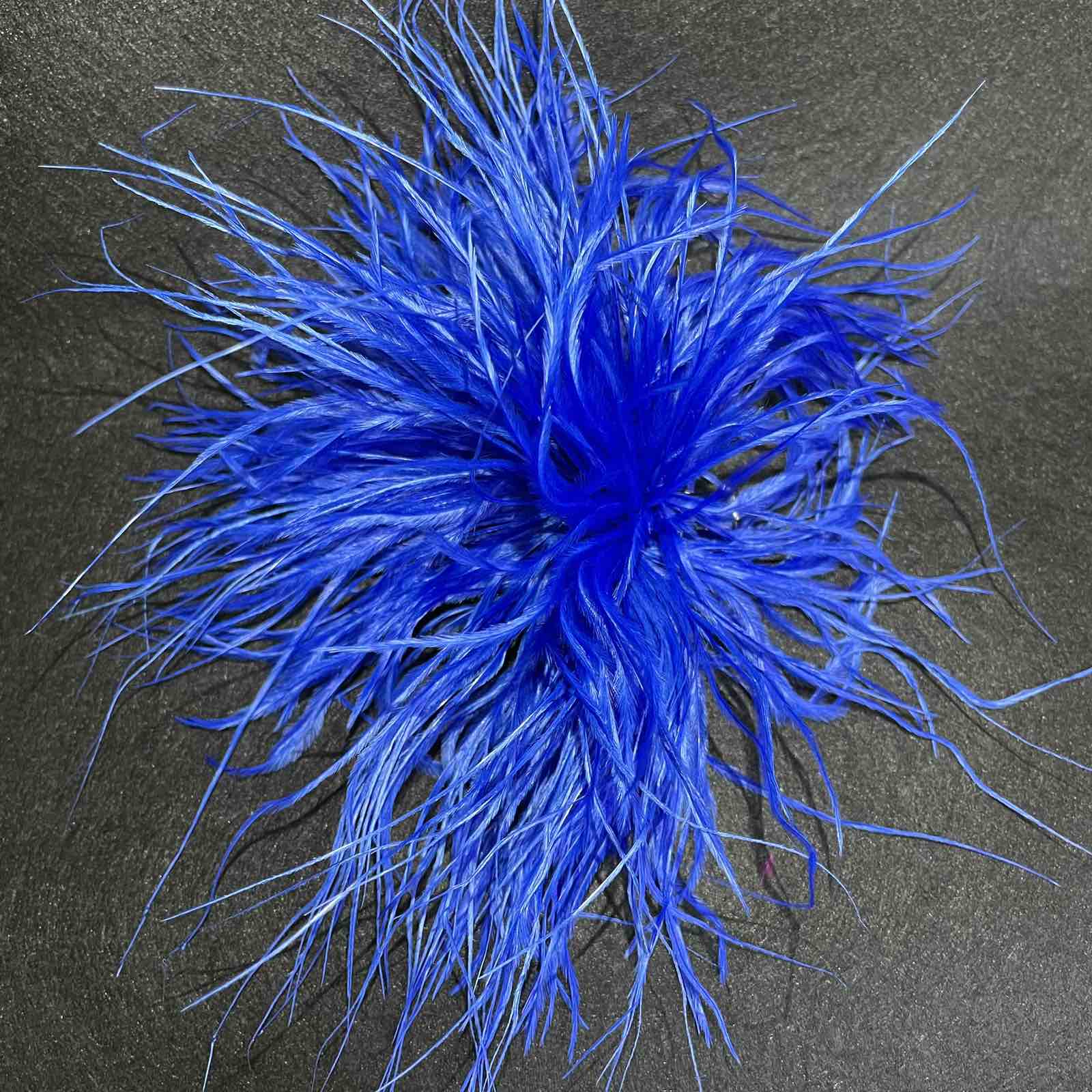 Брошь из перьев, 13-16см, синий., шт.. Перья