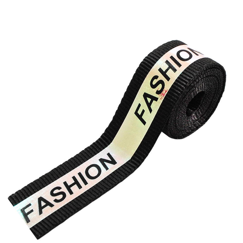 Тесьма тканевая голографическая Fashion, 2см, черный, ярд. Тесьма