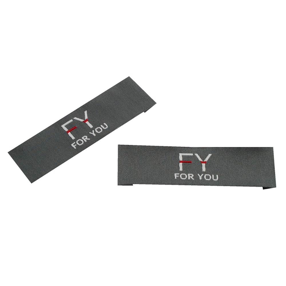 Этикетка тканевая вышитая шт. For You 70*20мм серый, шт. Вышивка / этикетка тканевая