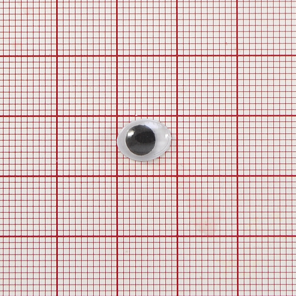 Глаз M-09, овал 7*9мм, белый, черный подвижный зрачок, 1тыс.шт. Глазики M