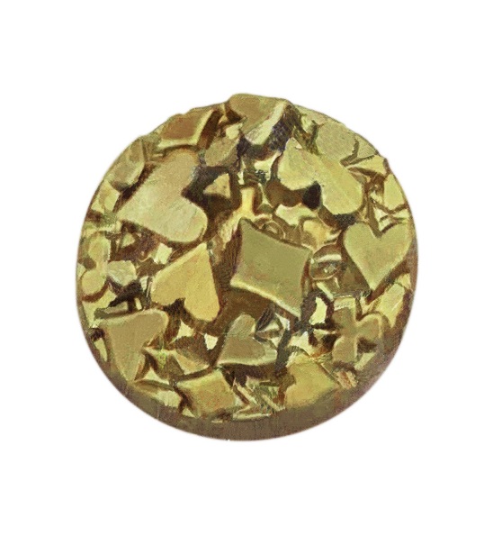 Пуговица металл круглая с фигурами (трефы, червы, бубны), 28мм, матовое золото, шт. Пуговица Металл