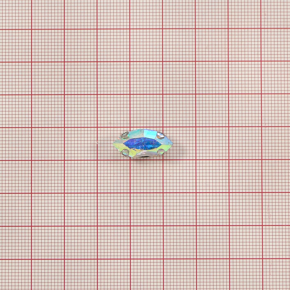 Стразы пришивные в металле, лодка, 9*18мм, хамелеон, шт. Стразы пришивные в металле