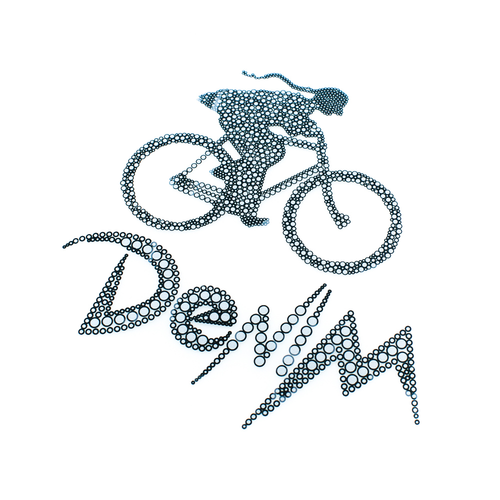 Термоаппликация резиновая Велосипедистка Denim 12*12см черный, белый, шт. Термопереводки Резиновые, Термопленка