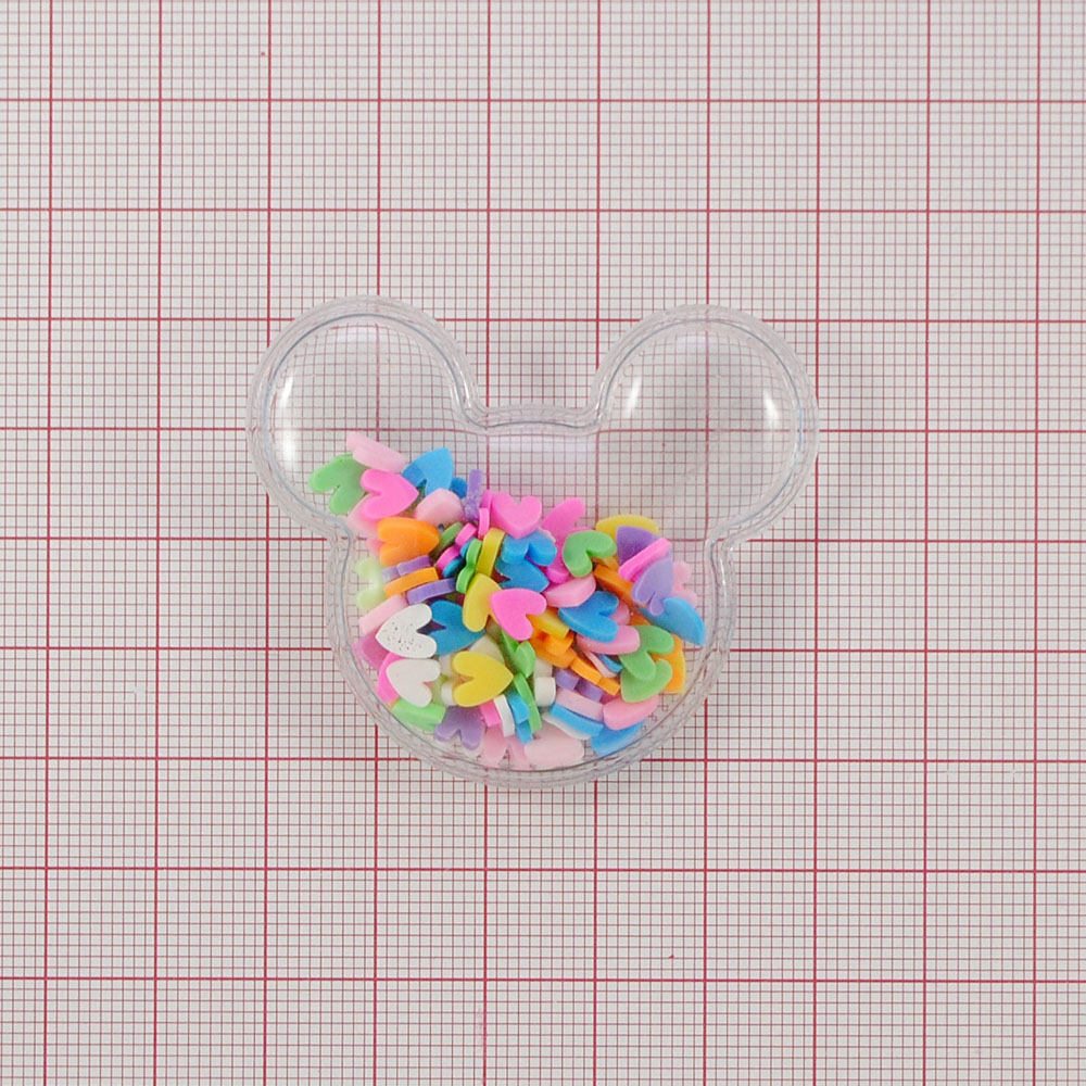 Аппликация пришивная силиконовая Аквариум Микки с сердечками, 5*5см, розовый, синий, зеленый, фиолетовый, желтый, шт. Аппликации Пришивные Резина, Силикон