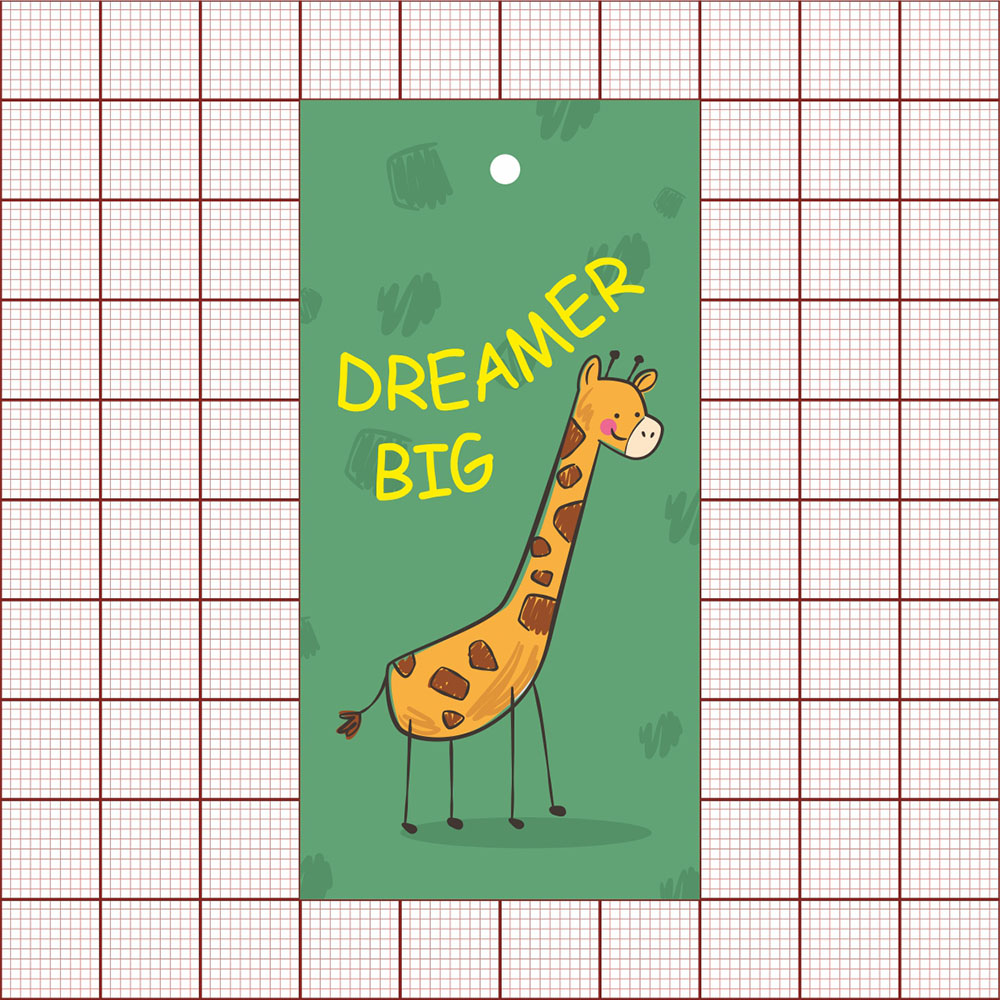 Этикетка бумажная Big Dreamer (жираф) 40*80мм, глянцевая ламинация /обычный картон 250гр/, шт. Этикетка бумага