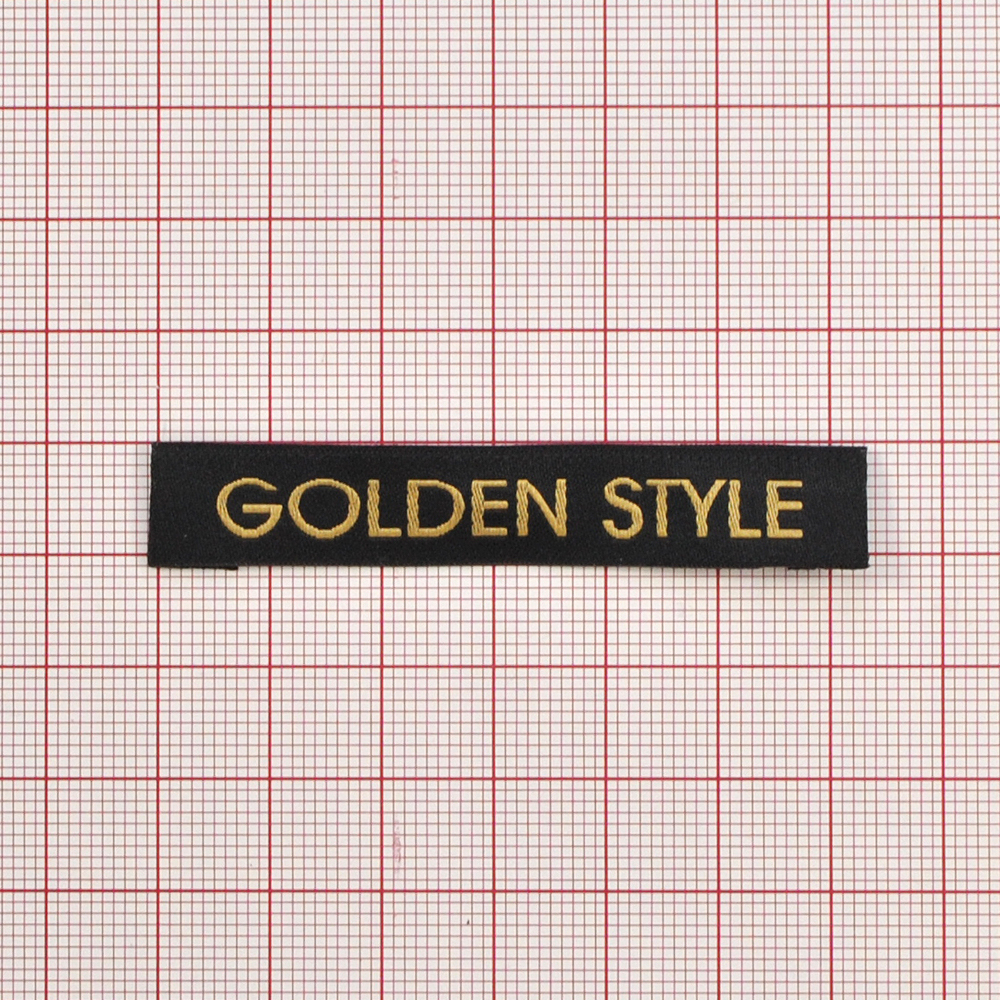 Выш. шт.Golden Style черная, золото 1.2 см /качество №22/. Вышивка / этикетка тканевая