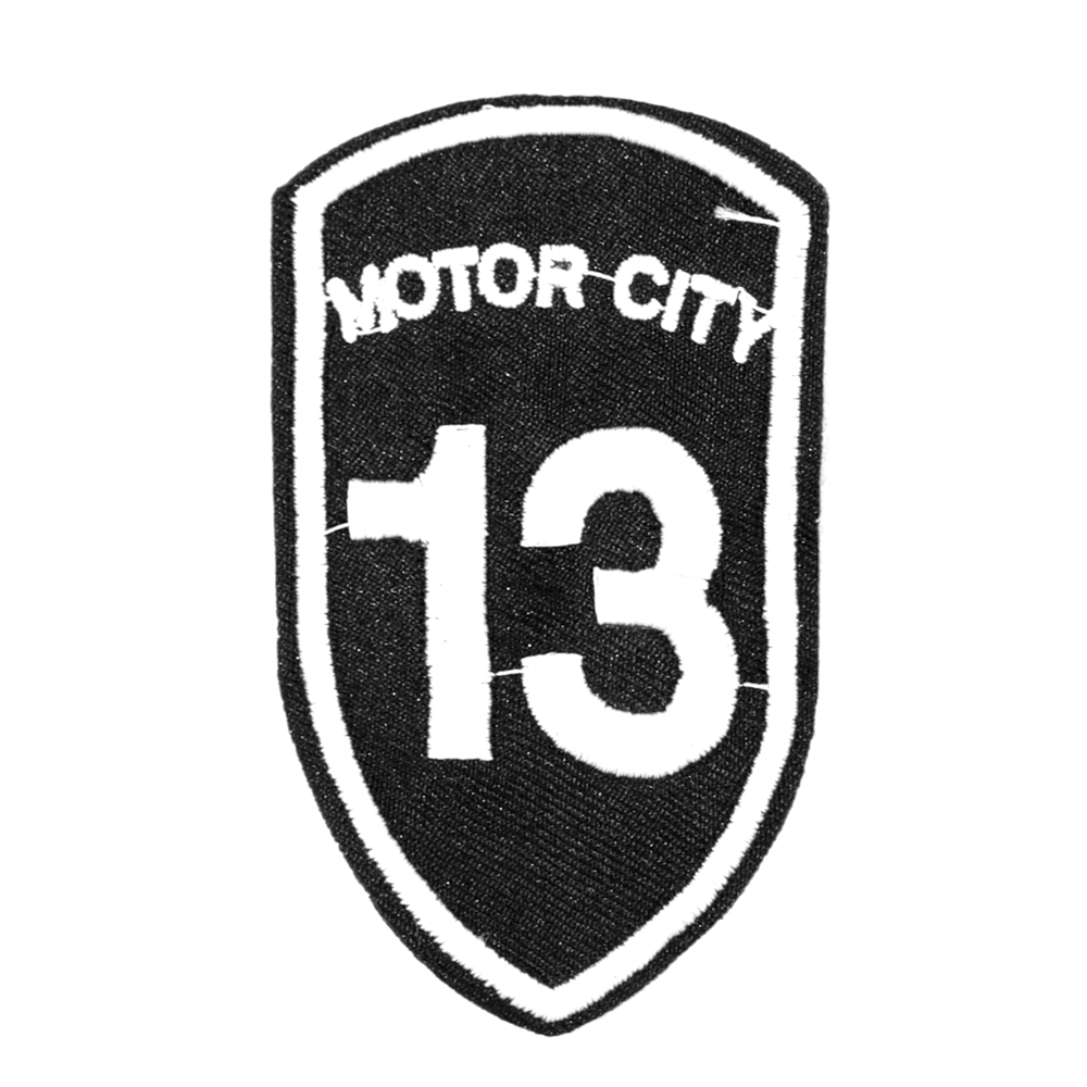 Нашивка тканевая Motor City 13 5,5*9,2см черно-молочный, шт. Нашивка Вышивка, Ткань