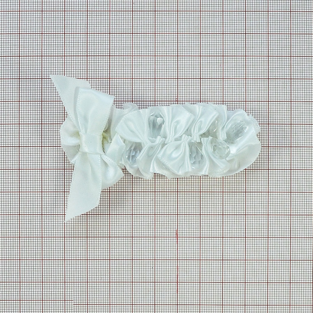 Аппликация декор Подвязка атлас. белый, бусины-капля. Аппликация Декор