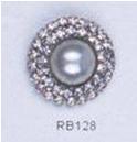 Украшение стеклянное  RB-128 /пуговица Жемчужина/ 22мм NIKEL, россыпь белые камни. Пуговица Декор