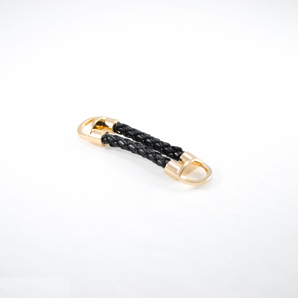 Перетяжка кожзам 9145 13мм GOLD, черный /длина 73мм/. Перетяжка кожзам