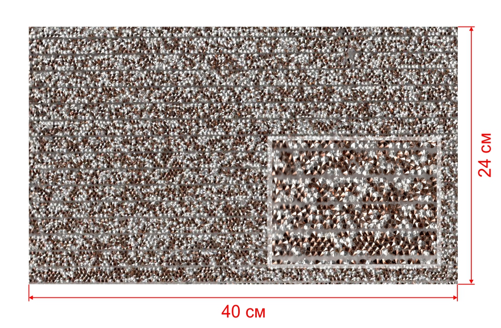 Стразы полотно клеев. №17 Гречка АКРИЛ серебристо-коричневые камни, 25*40см, 1лист. Полотна из страз