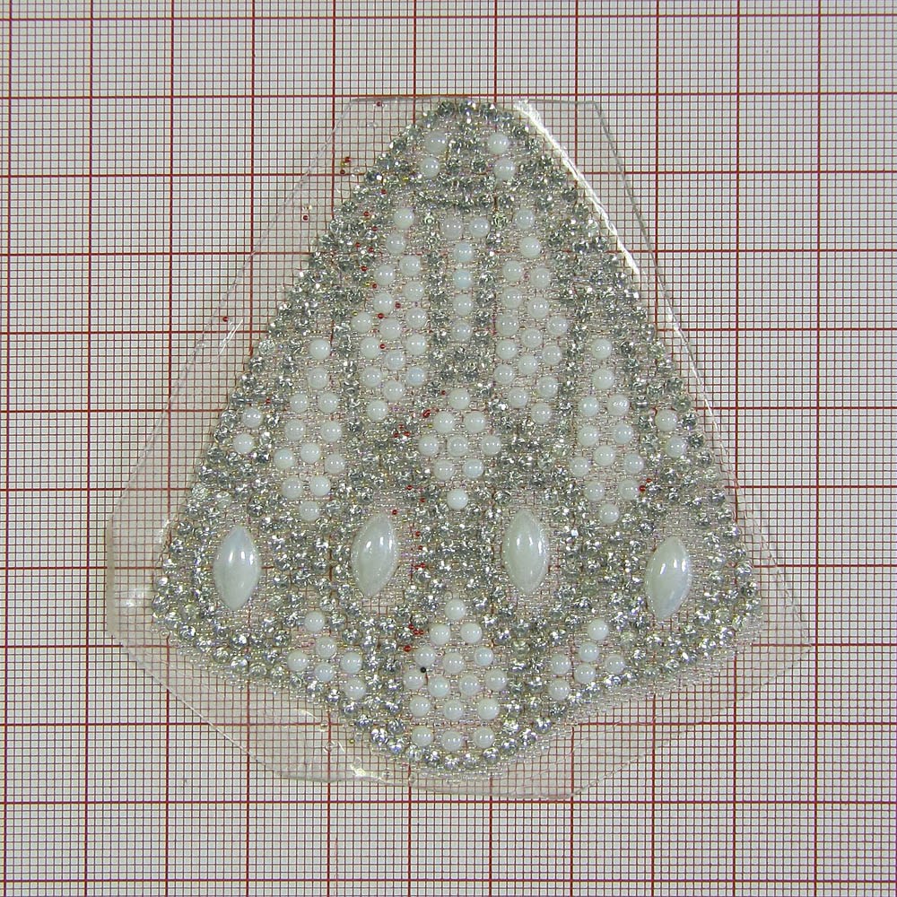 Аппликация клеевая стразы Колокольчик 75*86мм хамелеон, белый жемчуг 2,2мм, глаз 10*6мм, топаз 2мм, шт. Аппликации клеевые Стразы комб.