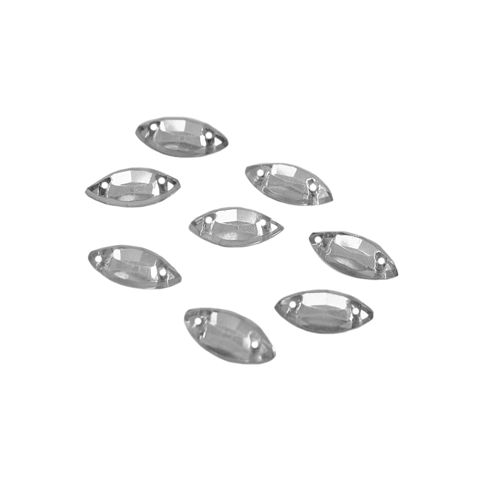Стразы стекл. пришивн. Глаз (5*10мм) серебро, 1тыс.шт. Стразы пришивные