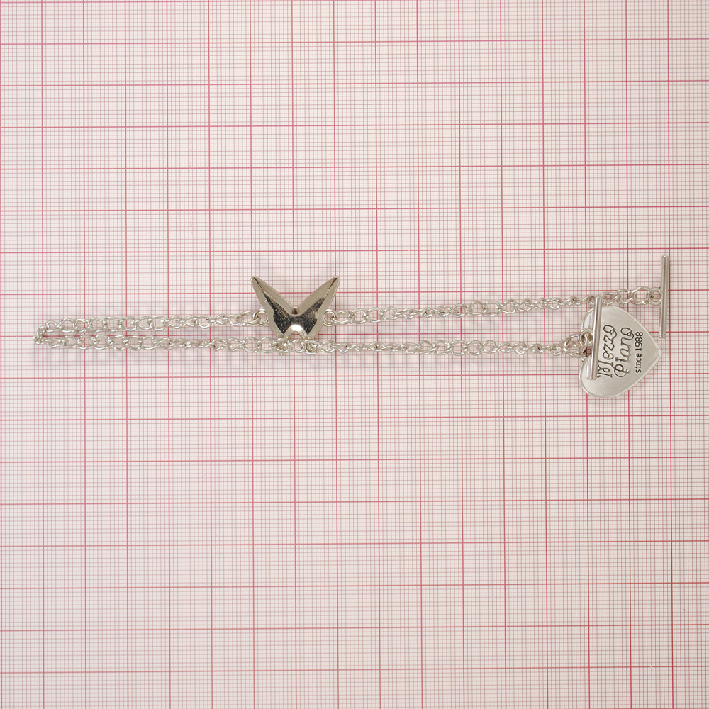 Цепь с подвеской, бабочка и сердце, 27см., подвески 2см., никель, шт.. Подвески