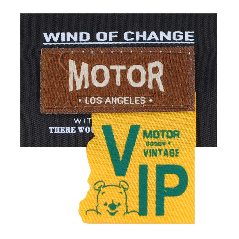 Лейба ткань Motor VIP, 5,9*4см (6,3см с флажком), чёрн., коричн., желт., зел., шт. Лейба Ткань